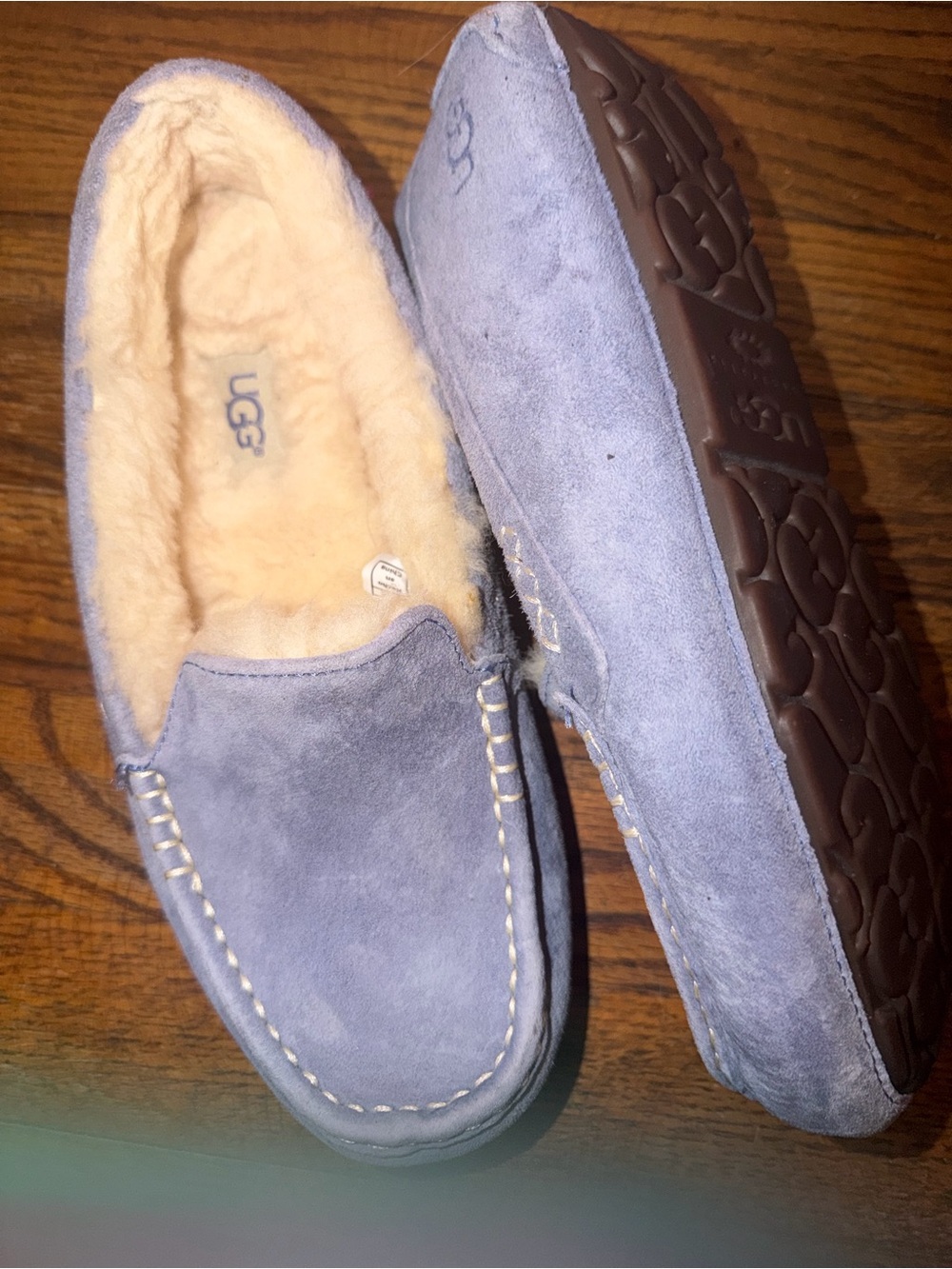 UGG womens Ansley size 8 Light blue periwinkle Suede Shearling Moccasins nwot - Picture 3 of 7